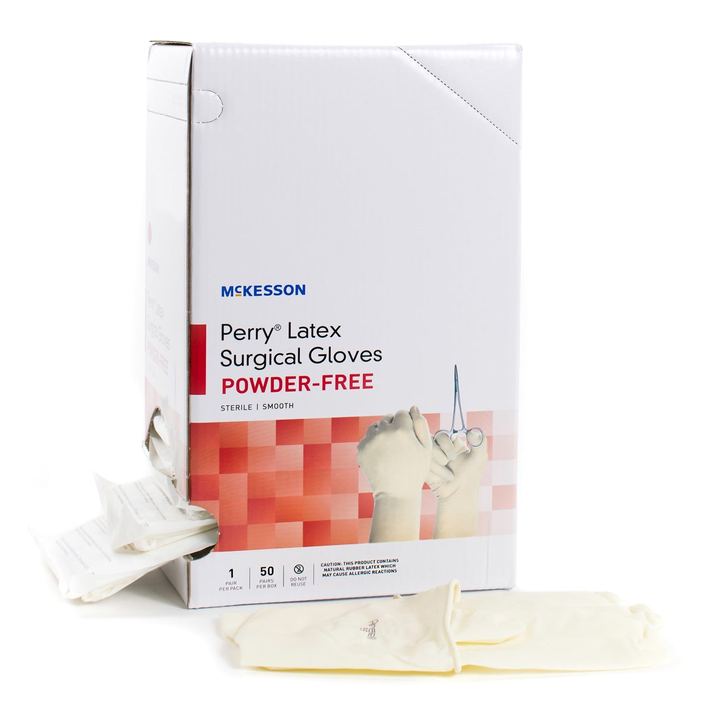 Surgical Glove McKesson Perry Size 6.5 Sterile Latex Standard Cuff Length Smooth Cream Not Chemo Approved, Packaging Type- Box
