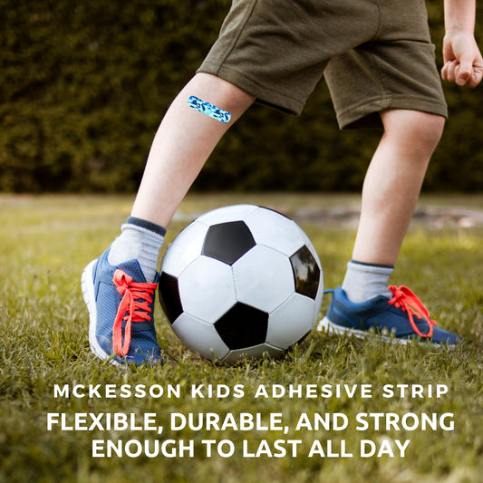Adhesive Strip McKesson Kids 3/4 X 3 Inch Plastic Rectangle Kid Design (Blue / Pink Camo) Sterile, Packaging Type- Box