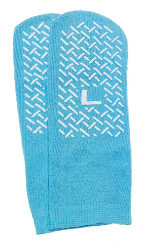 Slipper Socks; Large Sky Blue Pair Men's 7-9 Wms 8-10