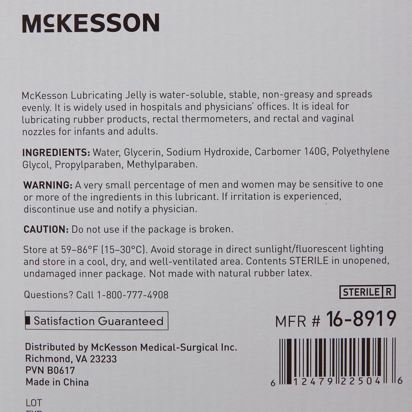 Lubricating Jelly McKesson 4 oz. Tube Sterile, Packaging Type- Each