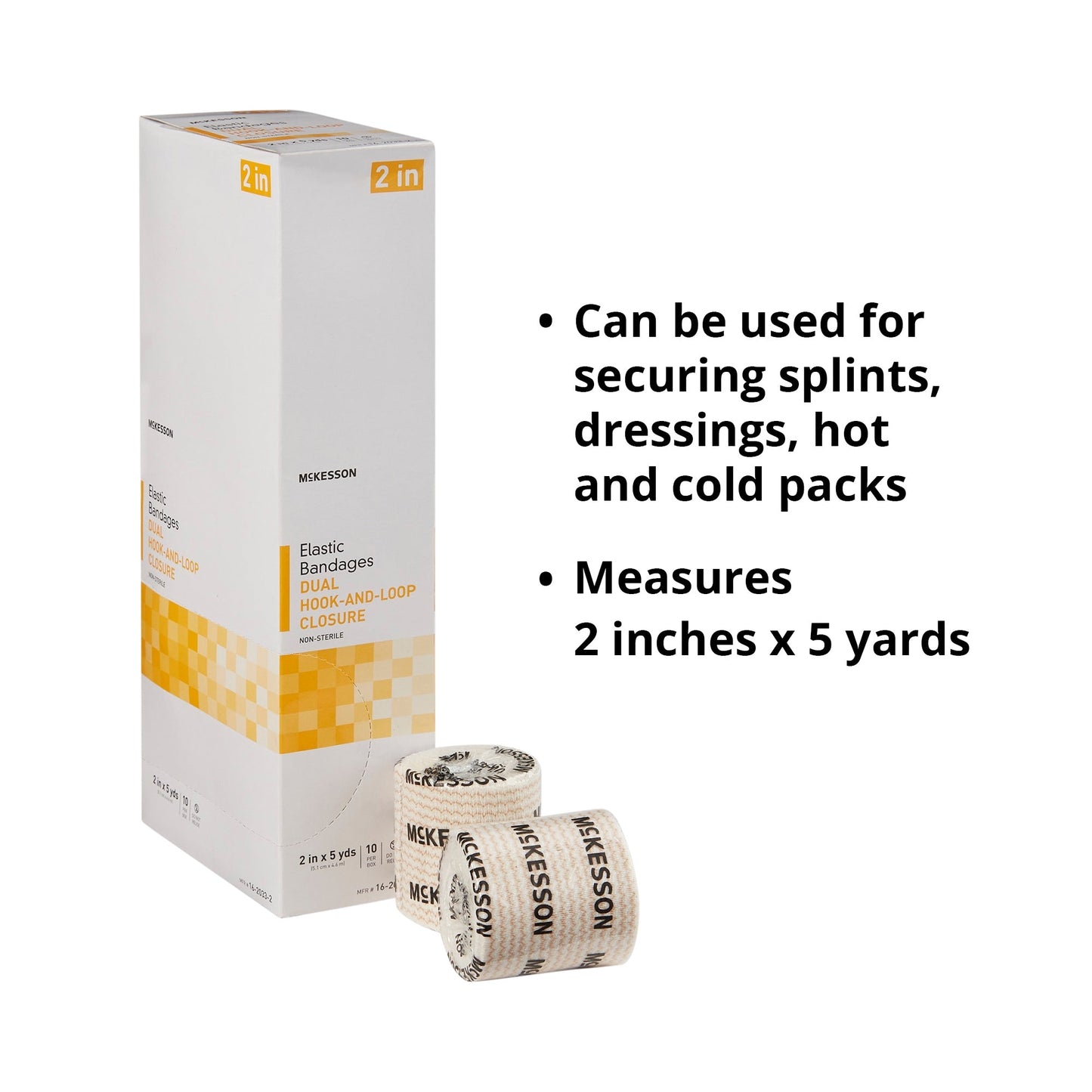Elastic Bandage McKesson 2 Inch X 5 Yard Double Hook and Loop Closure Tan NonSterile Standard Compression, Packaging Type- Box