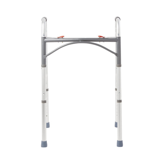 Dual Release Folding Walker Adjustable Height McKesson Aluminum Frame 350 lbs. Weight Capacity 32 to 39 Inch Height