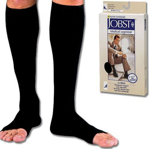 Jobst For Men 20-30 Open Toe Knee-Hi Black Large