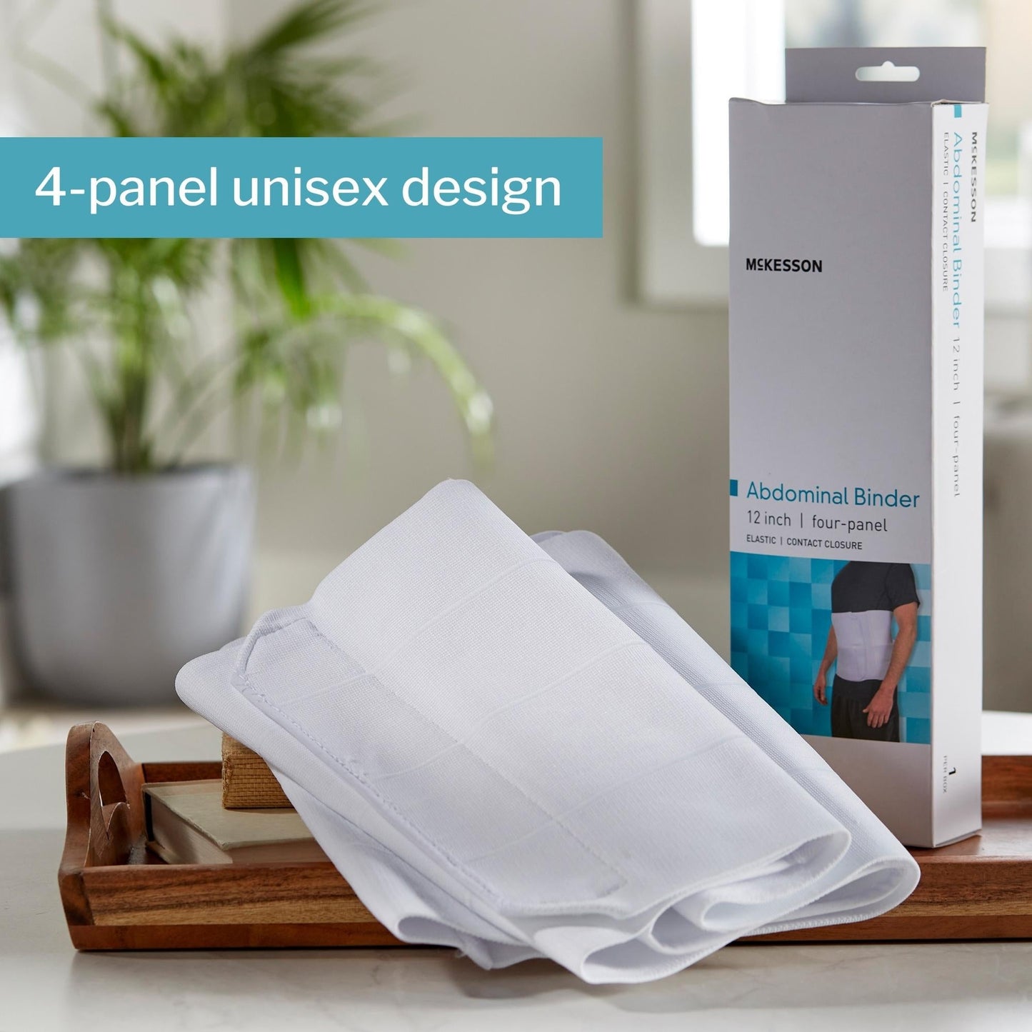 Abdominal Binder McKesson Large / X-Large Hook and Loop Closure 62 to 74 Inch Waist Circumference 12 Inch Height Adult, Packaging Type- Each