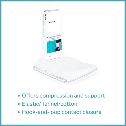 Abdominal Binder McKesson Large / X-Large Hook and Loop Closure 62 to 74 Inch Waist Circumference 12 Inch Height Adult, Packaging Type- Each