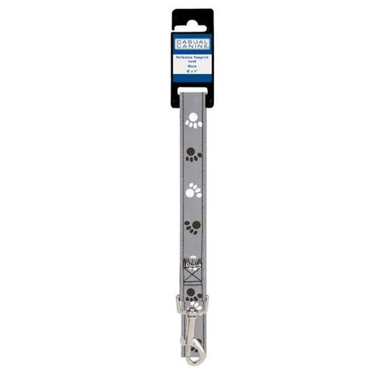 CC Reflect Pawprint Lead 6Ftx1In Blk
