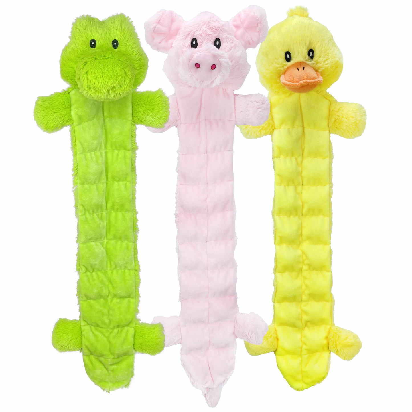 Multipet Long Squeaker Mat Plush Dog Toy Assorted Animals 24"