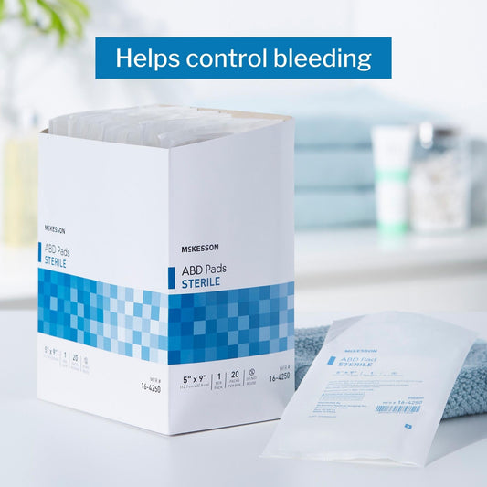 Abdominal Pad McKesson 5 X 9 Inch Sterile 1 per Pack, Packaging Type- Box