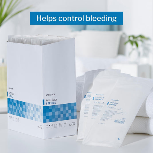 Abdominal Pad McKesson 8 X 10 Inch Sterile 1 per Pack, Packaging Type- Box