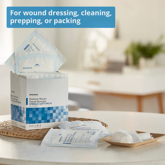 Gauze Sponge McKesson 4 X 4 Inch 8-Ply Sterile 2 per Pack, Packaging Type- Box