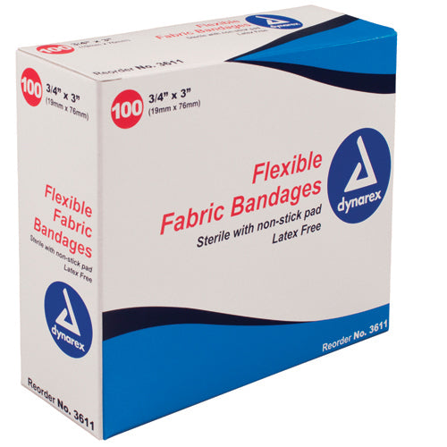 Flexible Fabric Bandages 3/4 x3 Sterile Bx/100