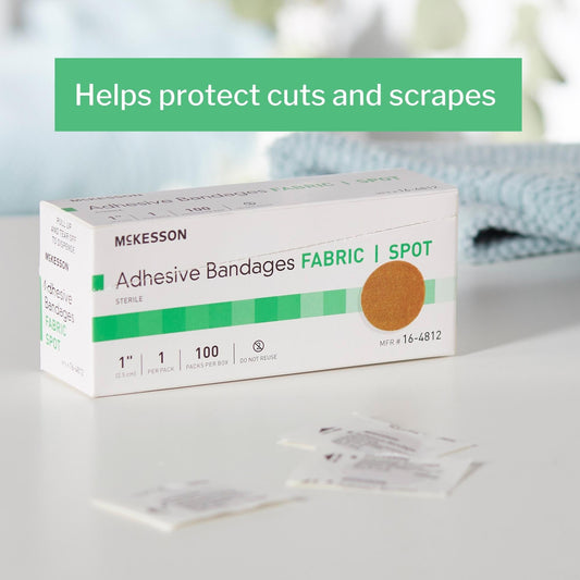 Adhesive Spot Bandage McKesson 1 Inch Fabric Round Tan Sterile, Packaging Type- Box