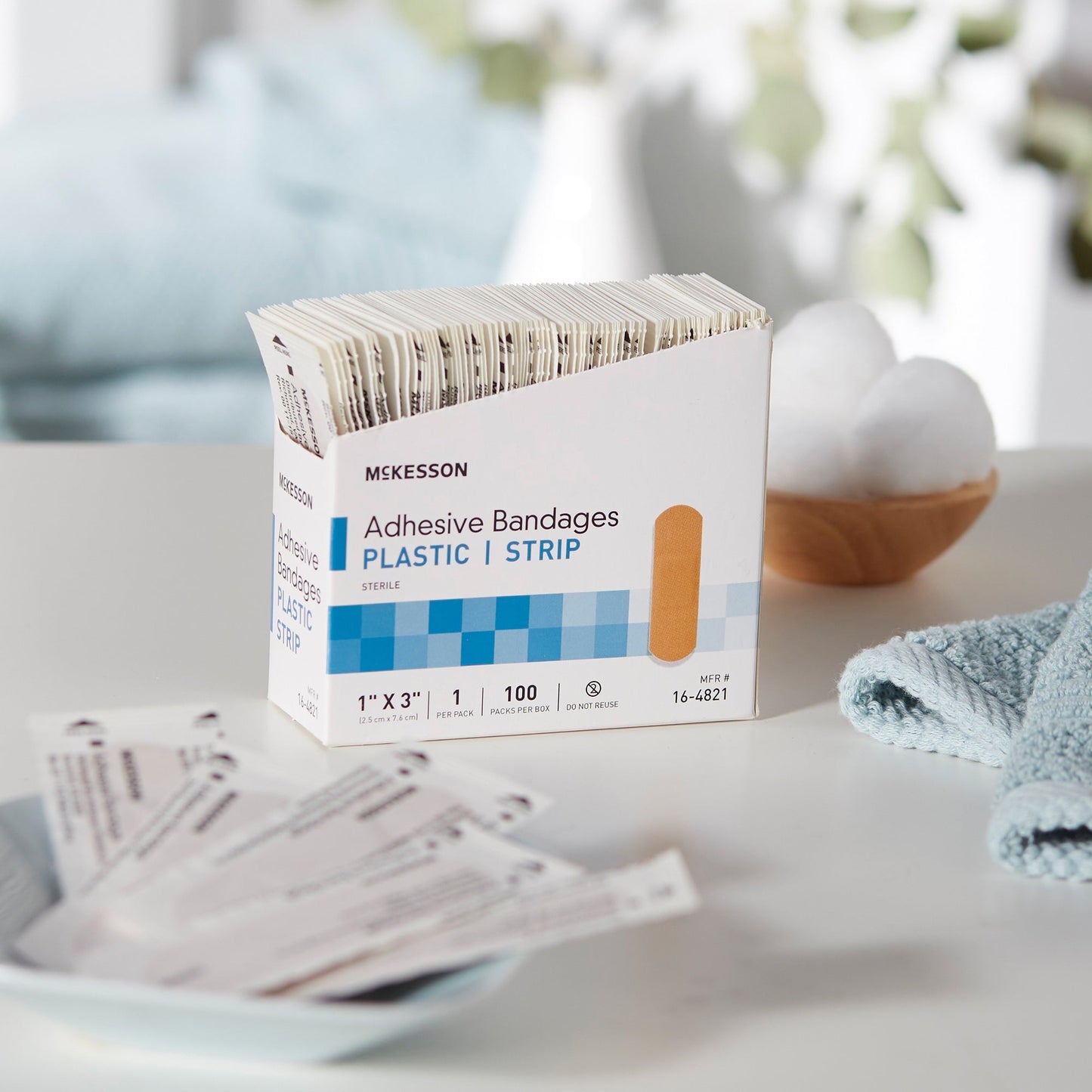 Adhesive Strip McKesson 1 X 3 Inch Plastic Rectangle Tan Sterile, Packaging Type- Box