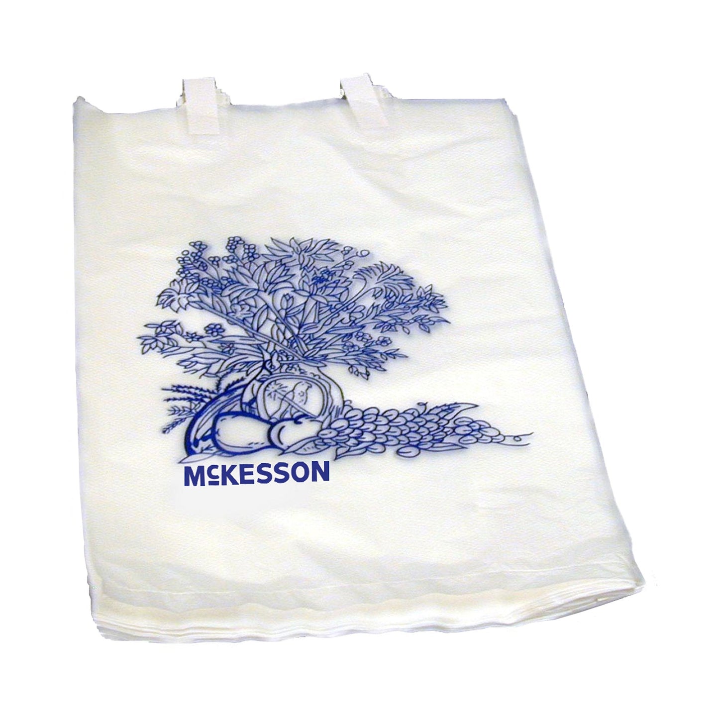 Bedside Bag McKesson 7 X 11.5 Inch White / Blue Floral Print Polyethylene, Packaging Type- Each