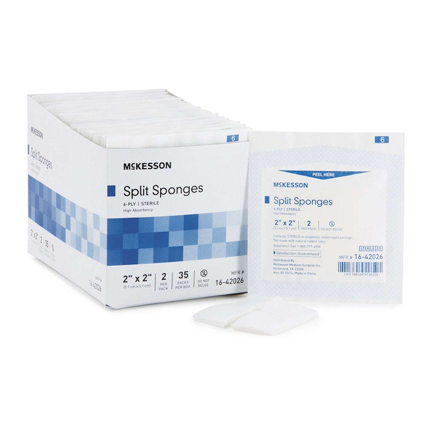 I.V. Sponge McKesson 2 X 2 Inch 6-Ply Sterile 2 per Pack, Packaging Type- Box