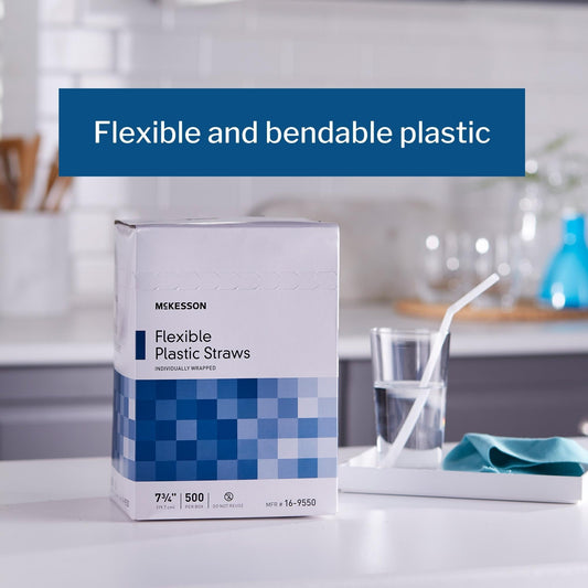 Flexible Drinking Straw McKesson 7-3/4 Inch Length White Individually Wrapped, Packaging Type- Box