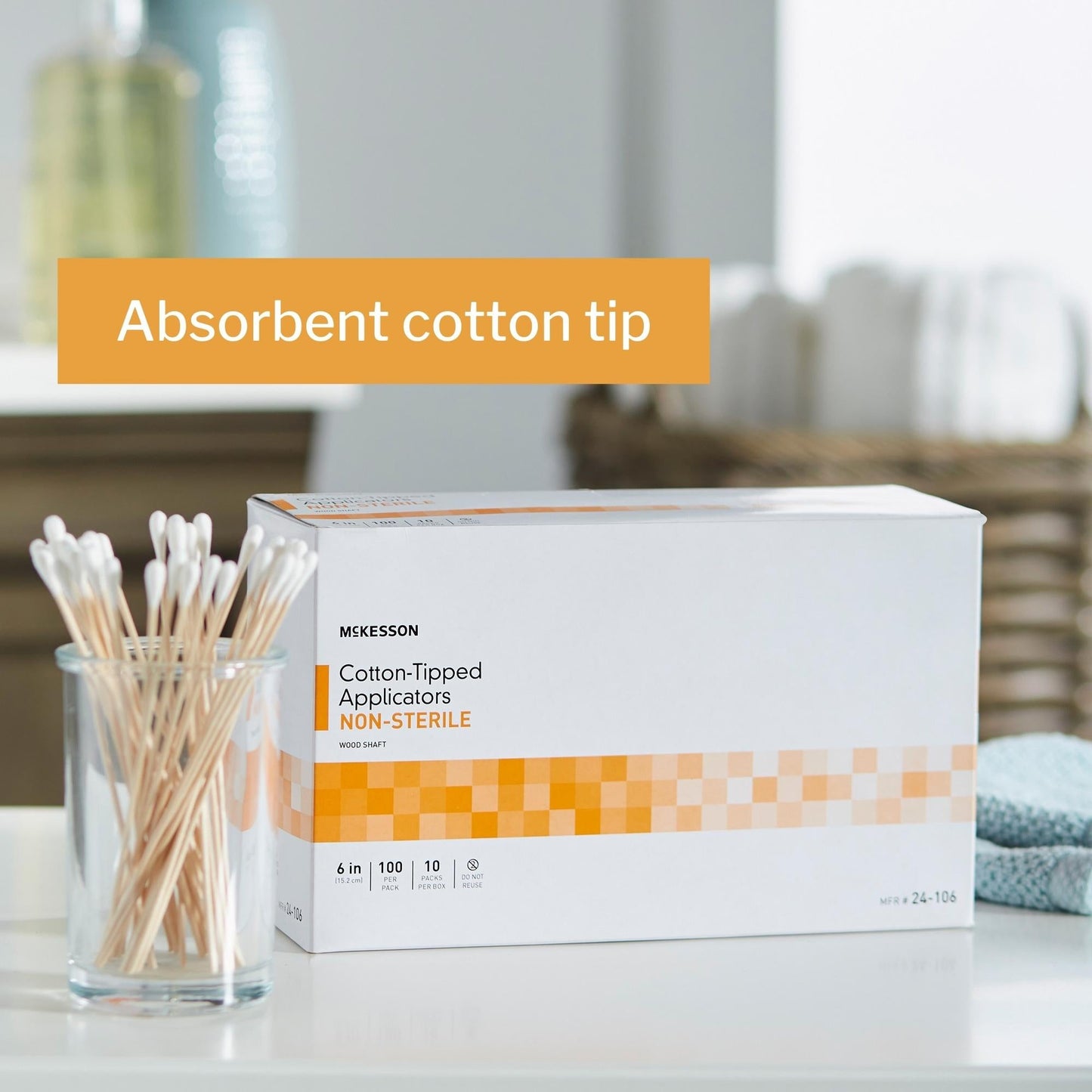 Swabstick McKesson Cotton Tip Wood Shaft 6 Inch NonSterile 100 per Pack, Packaging Type- Box