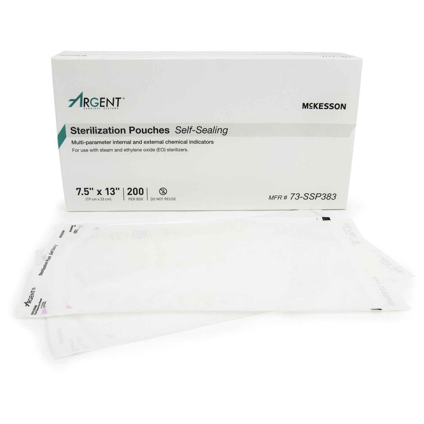 Sterilization Pouch McKesson Argent Sure-Check Ethylene Oxide (EO) Gas / Steam 7-1/2 X 13 Inch Transparent / Blue Self Seal Paper / Film, Packaging Type- Box