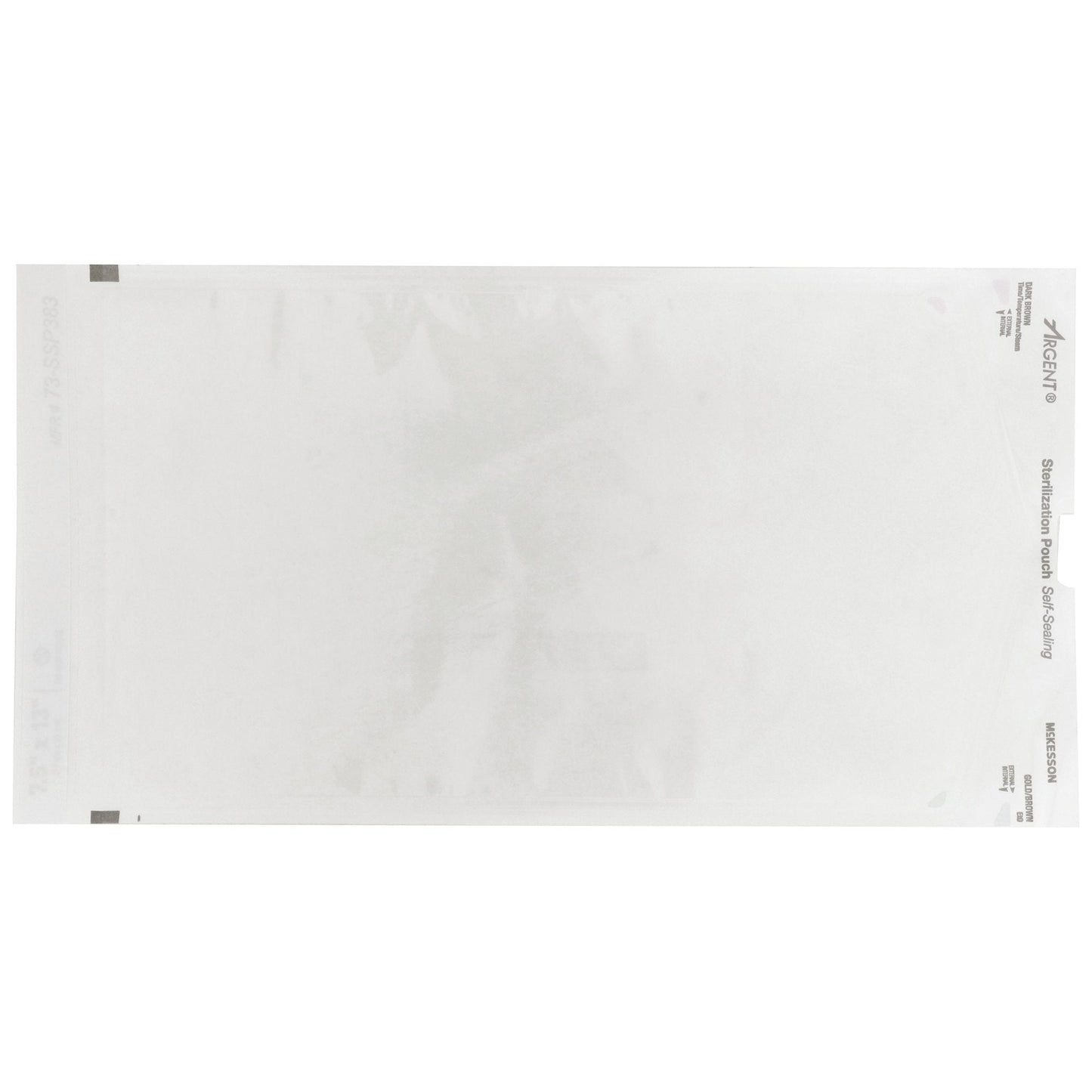 Sterilization Pouch McKesson Argent Sure-Check Ethylene Oxide (EO) Gas / Steam 7-1/2 X 13 Inch Transparent / Blue Self Seal Paper / Film, Packaging Type- Box
