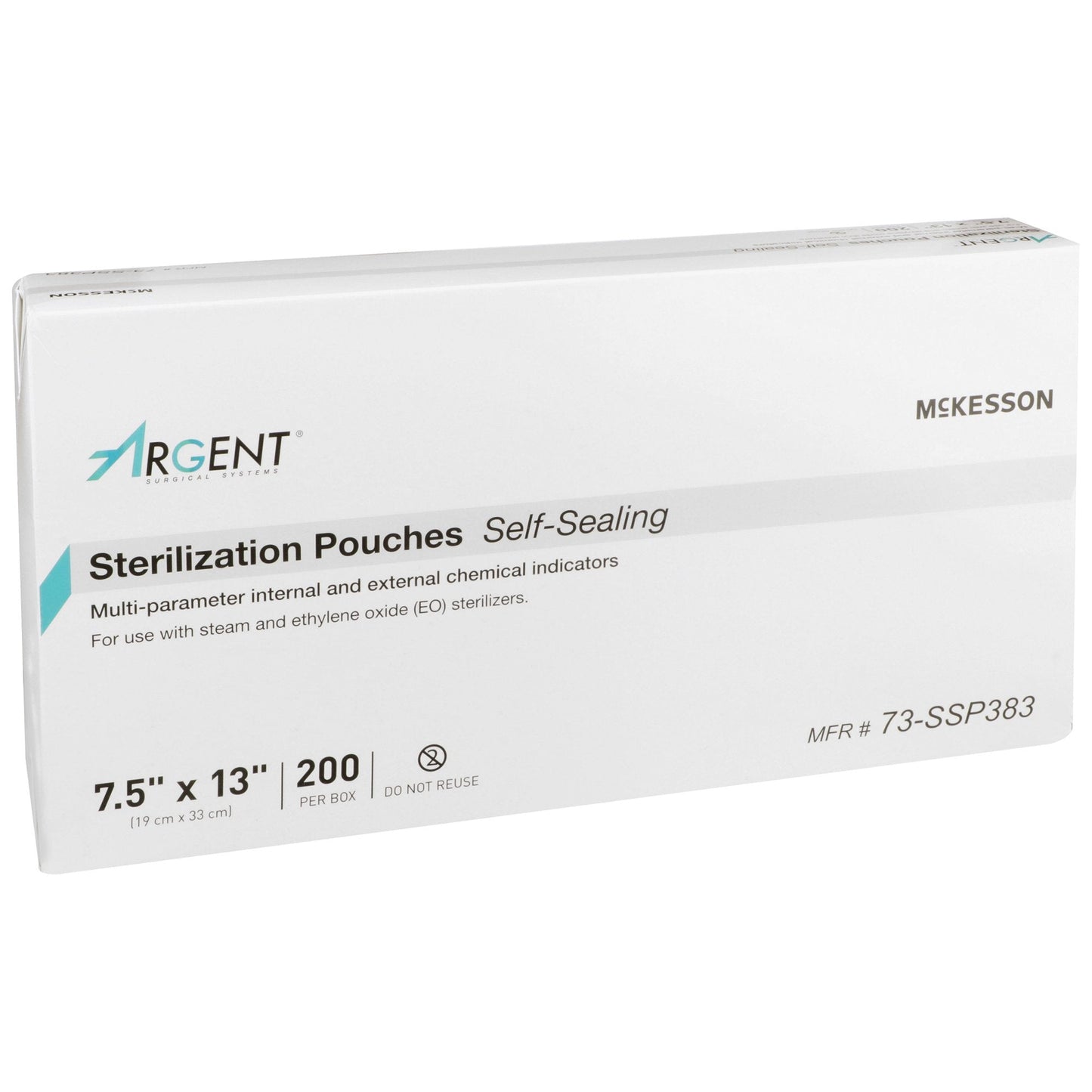 Sterilization Pouch McKesson Argent Sure-Check Ethylene Oxide (EO) Gas / Steam 7-1/2 X 13 Inch Transparent / Blue Self Seal Paper / Film, Packaging Type- Box