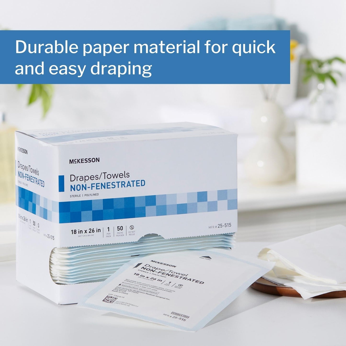 General Purpose Drape McKesson Poly Lined Towel Drape 18 W X 26 L Inch Sterile, Packaging Type- Box