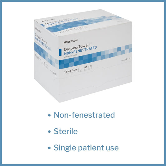 General Purpose Drape McKesson Poly Lined Towel Drape 18 W X 26 L Inch Sterile, Packaging Type- Box