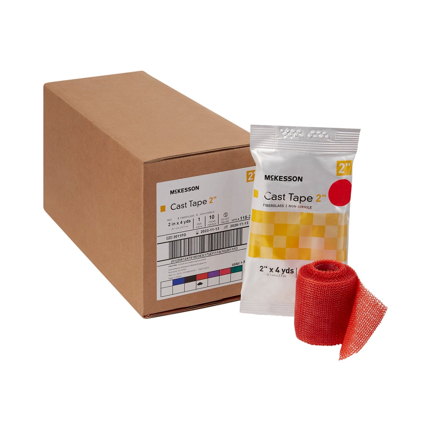 Cast Tape McKesson 2 Inch X 12 Foot Fiberglass Red, Packaging Type- Box