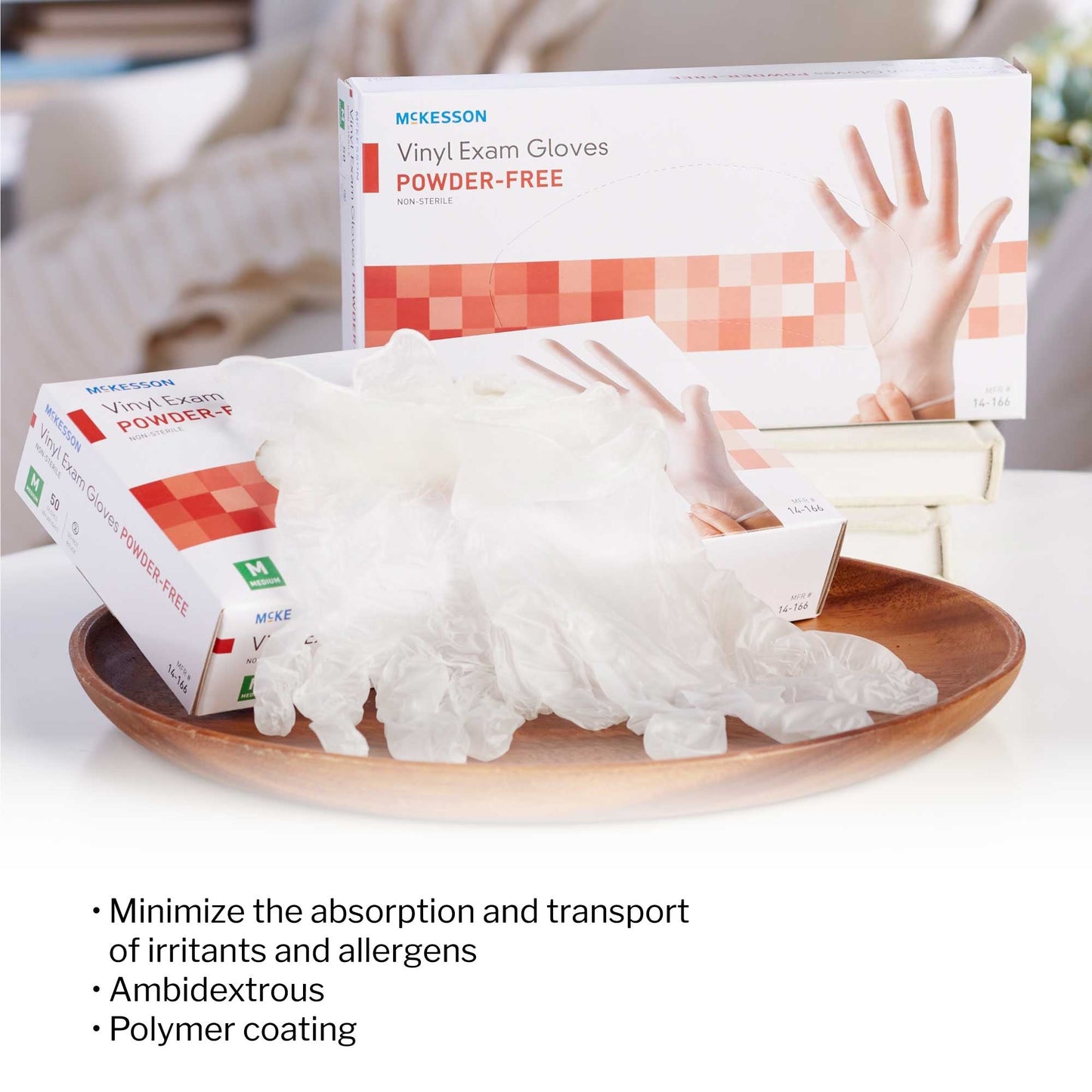 Exam Glove McKesson Confiderm Medium NonSterile Vinyl Standard Cuff Length Smooth Clear Not Rated, Packaging Type- Box