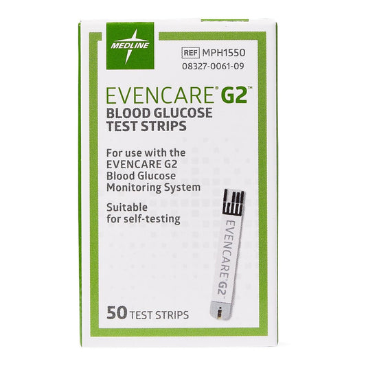 Blood Glucose Test Strips EvenCare G2 50 Strips per Pack, Packaging Type- Box