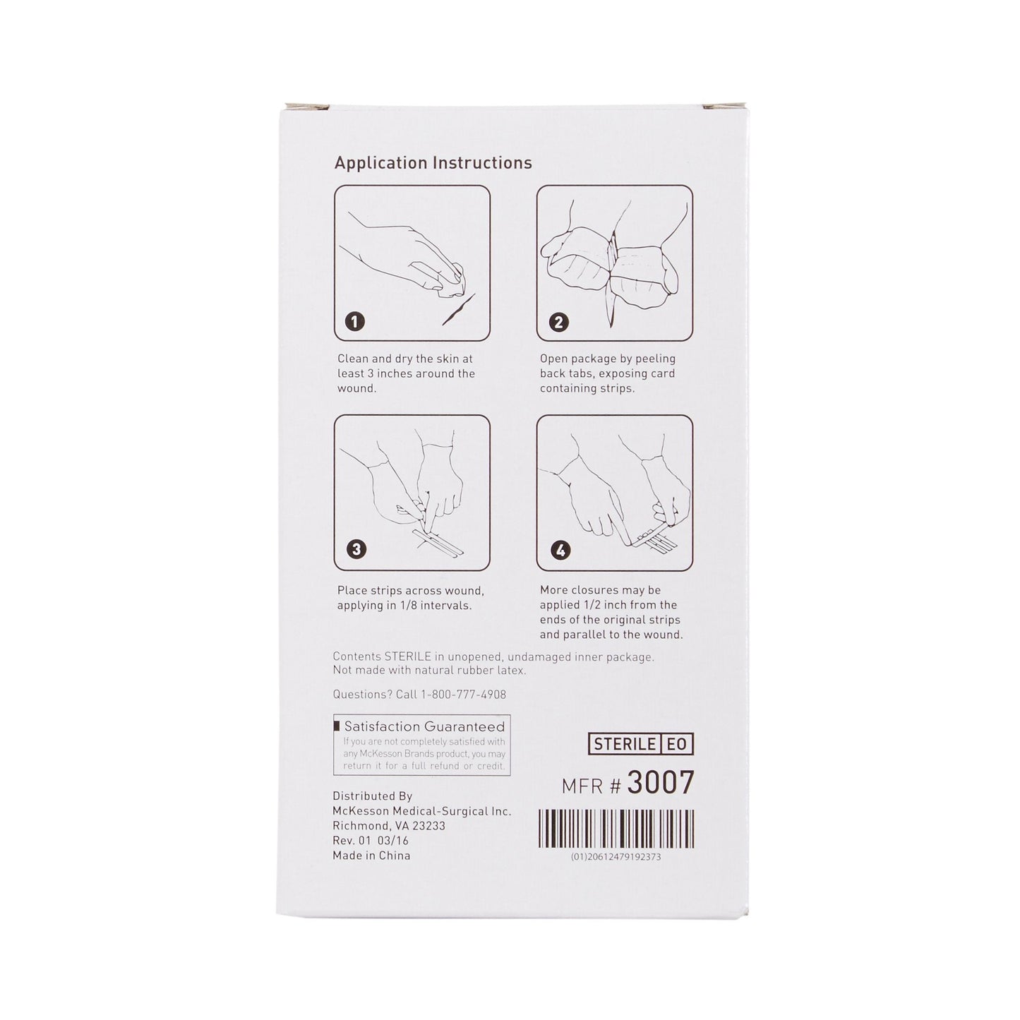 Skin Closure Strip McKesson 1/4 X 3 Inch Nonwoven Material Reinforced Strip White, Packaging Type- Box