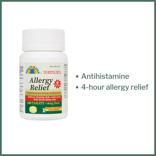 Allergy Relief McKesson Brand 4 mg Strength Tablet 100 per Bottle, Packaging Type- Case