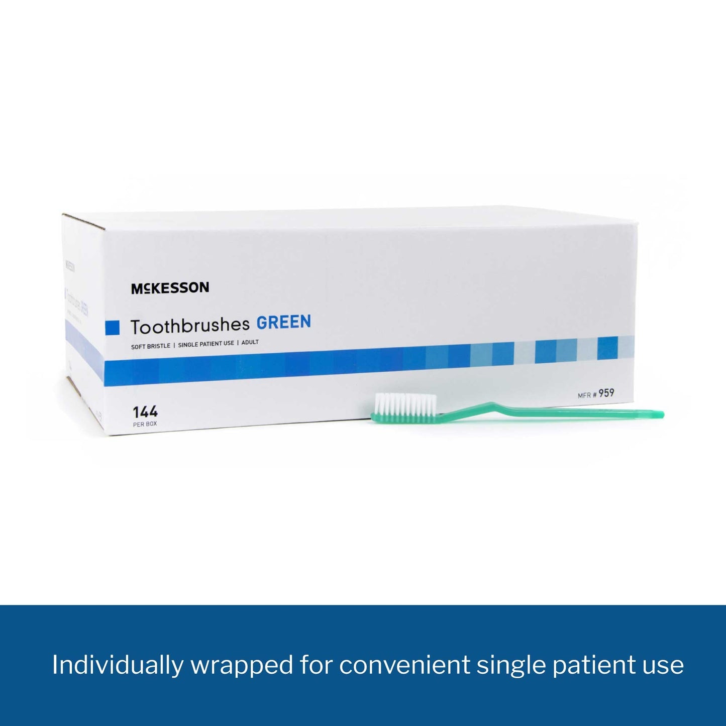 Toothbrush McKesson Green Adult Soft, Packaging Type- Box