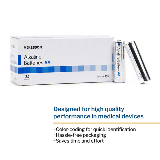 Alkaline Battery McKesson AA Cell 1.5V Disposable 24 Pack, Packaging Type- Box
