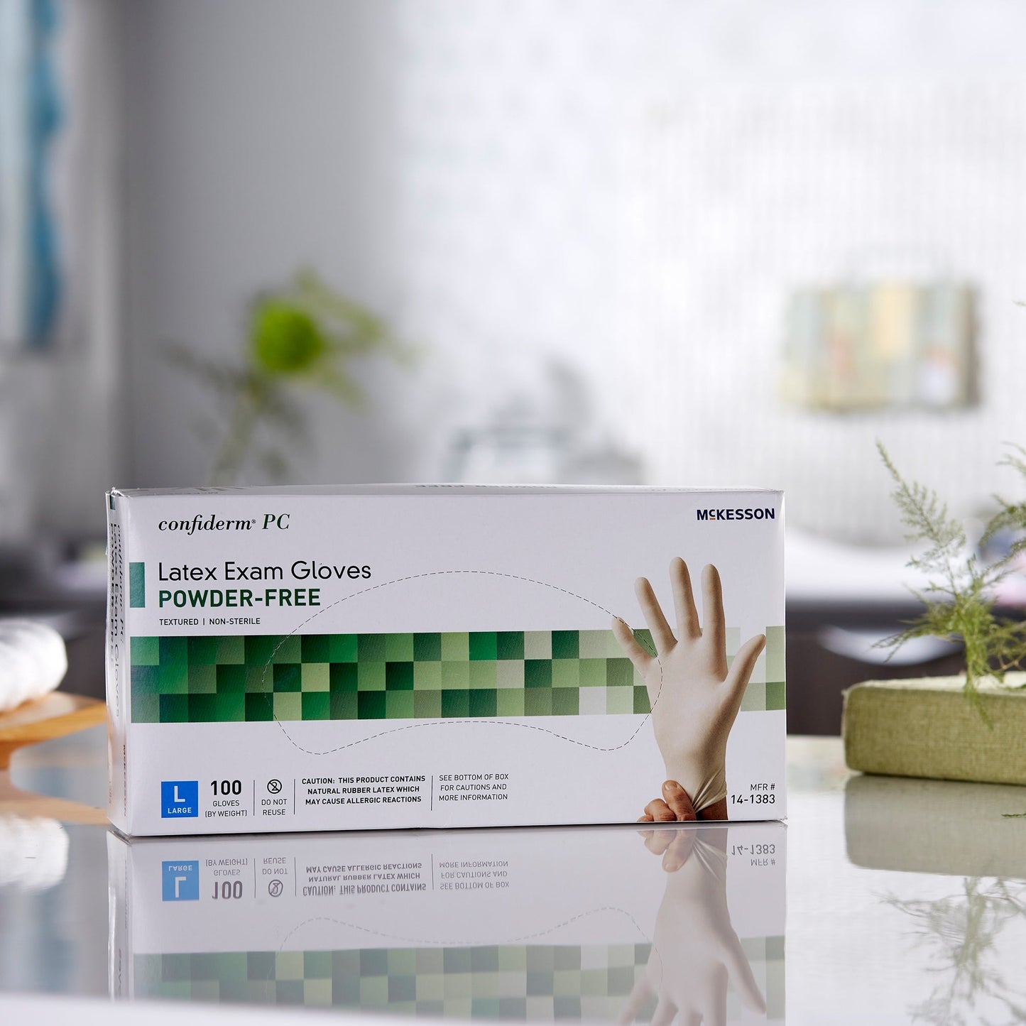 Exam Glove McKesson Confiderm Large NonSterile Latex Standard Cuff Length Fully Textured Ivory Not Rated, Packaging Type- Box
