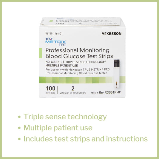 Blood Glucose Test Strips McKesson TRUE METRIX PRO 100 Strips per Pack, Packaging Type- Box