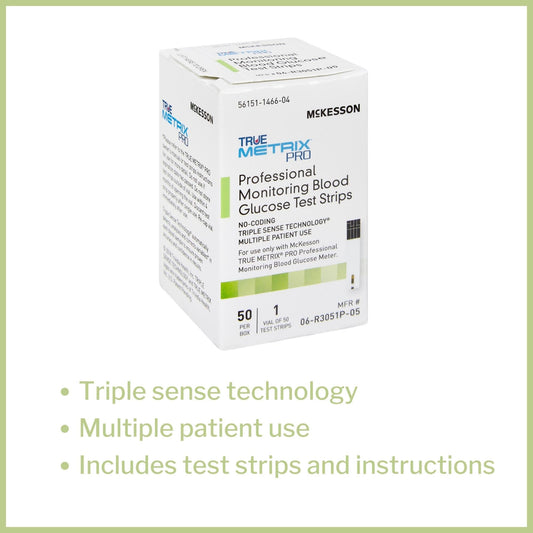 Blood Glucose Test Strips McKesson TRUE METRIX PRO 50 Strips per Pack, Packaging Type- Box