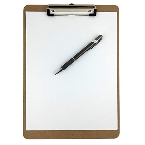 Clipboard 9 x 12ø Hardboard Low Profile Clip