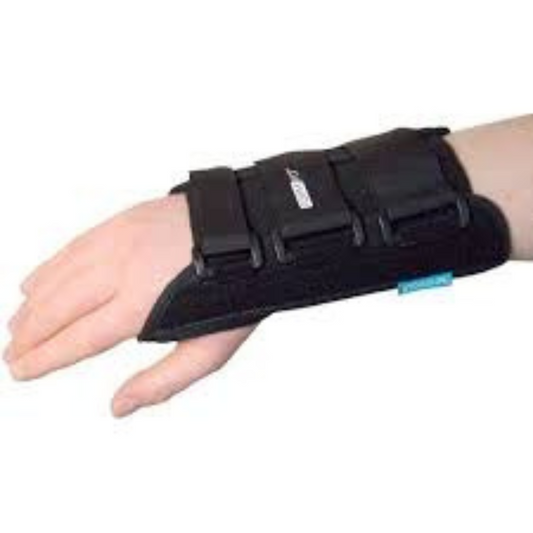 Wrist Brace with Abducted Thumb McKesson Aluminum / Foam / Spandex / Plastic Right Hand Black Medium, Packaging Type- Each