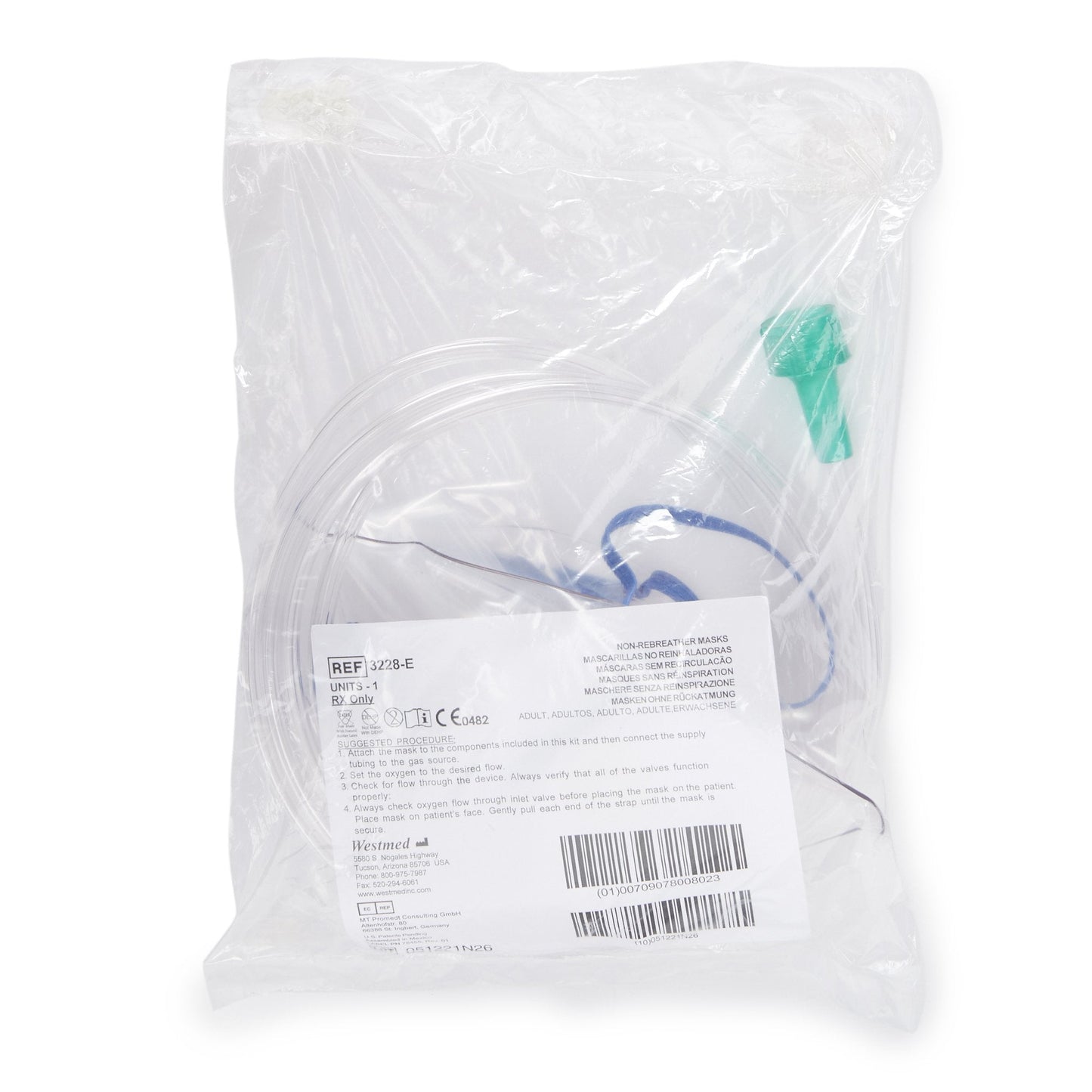 NonRebreather Oxygen Mask McKesson Elongated Style Adult One Size Fits Most Adjustable Head Strap