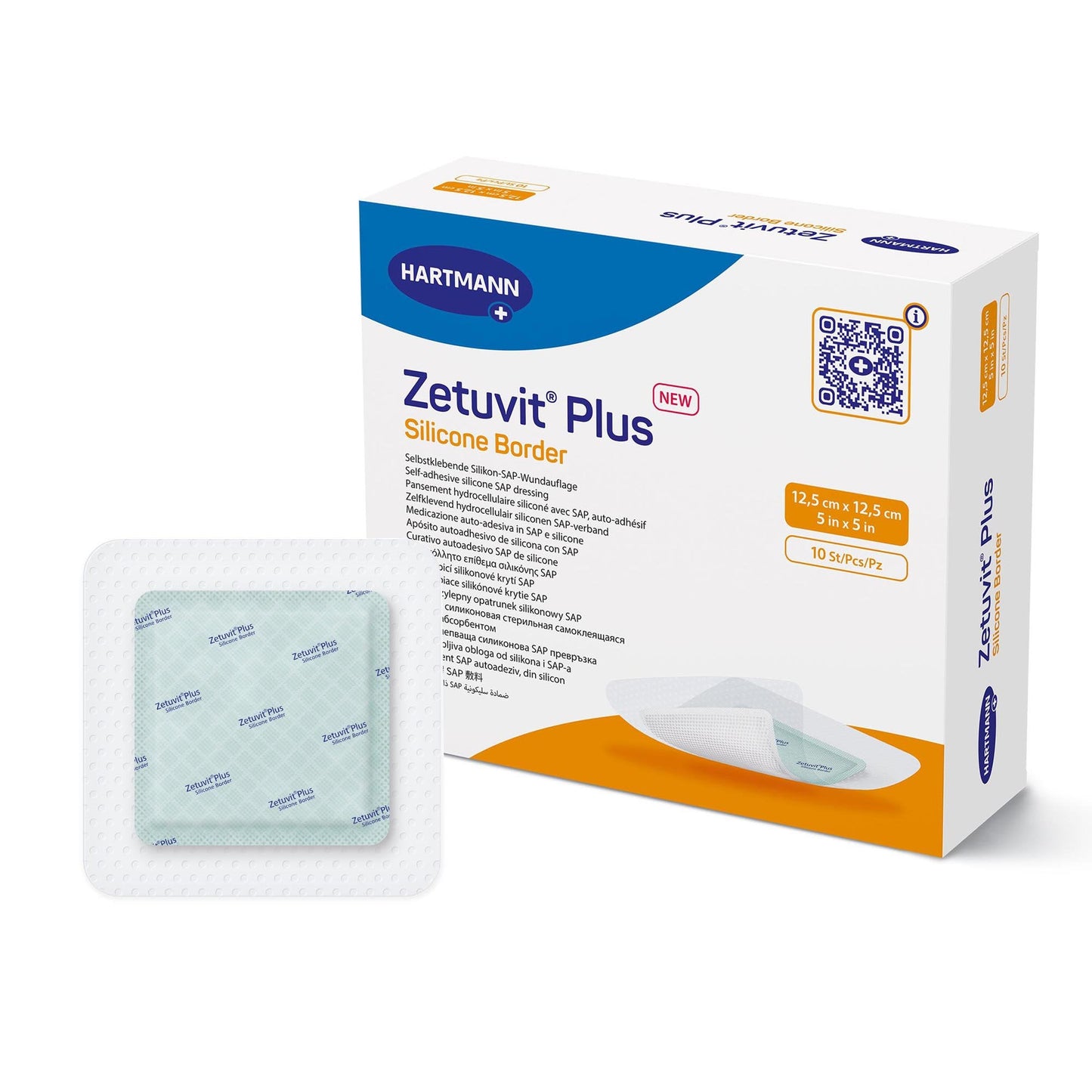 Super Absorbent Dressing Zetuvit Plus Silicone Border Silicone Adhesive 5 X 5 Inch Square, Packaging Type- Each
