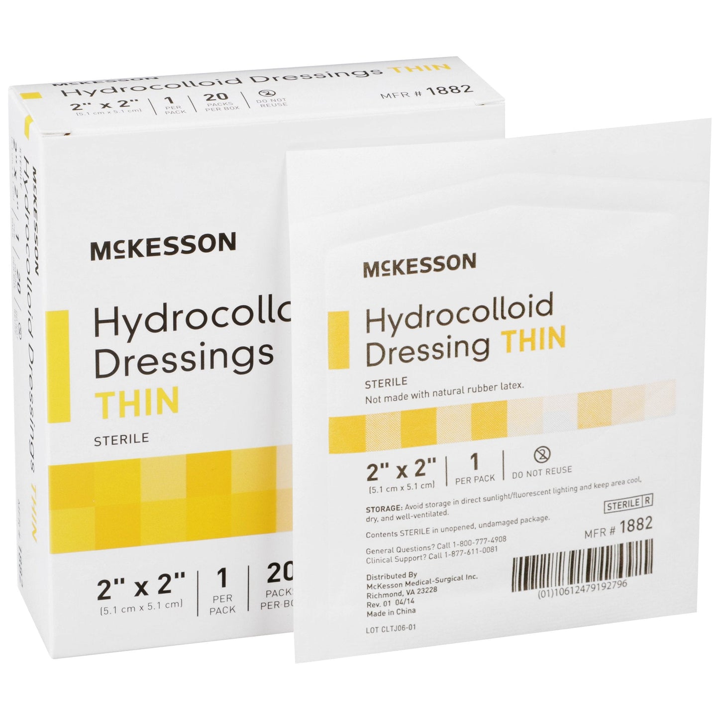 Thin Hydrocolloid Dressing McKesson 2 X 2 Inch Square, Packaging Type- Box