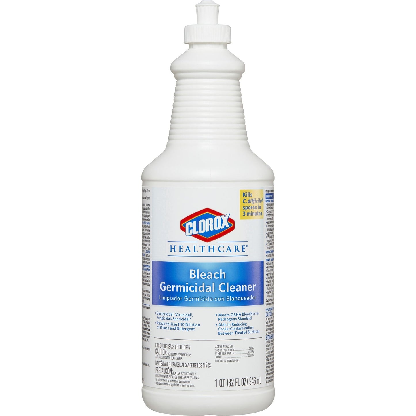 Clorox Healthcare Bleach Germicidal Surface Disinfectant Cleaner Manual Squeeze Liquid 32 oz. Bottle Fruity Floral Bleach Scent NonSterile, Packaging Type- Each
