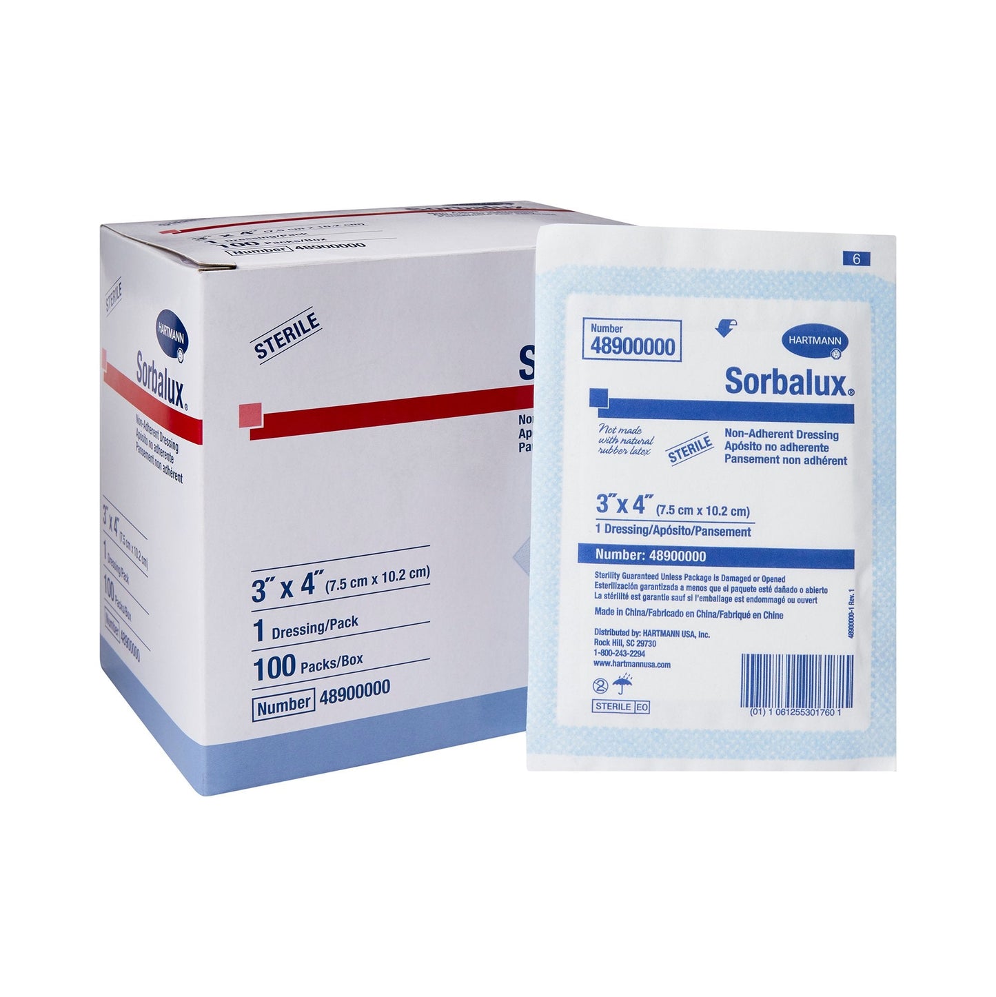 Non-Adherent Dressing Sorbalux 3 X 4 Inch Sterile 1 per Pack, Packaging Type- Each