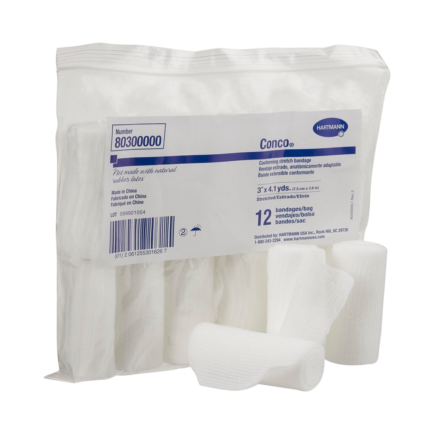 Conforming Bandage Conco 3 Inch X 4-1/10 Yard 12 per Pack NonSterile 1-Ply Roll Shape, Packaging Type- Case