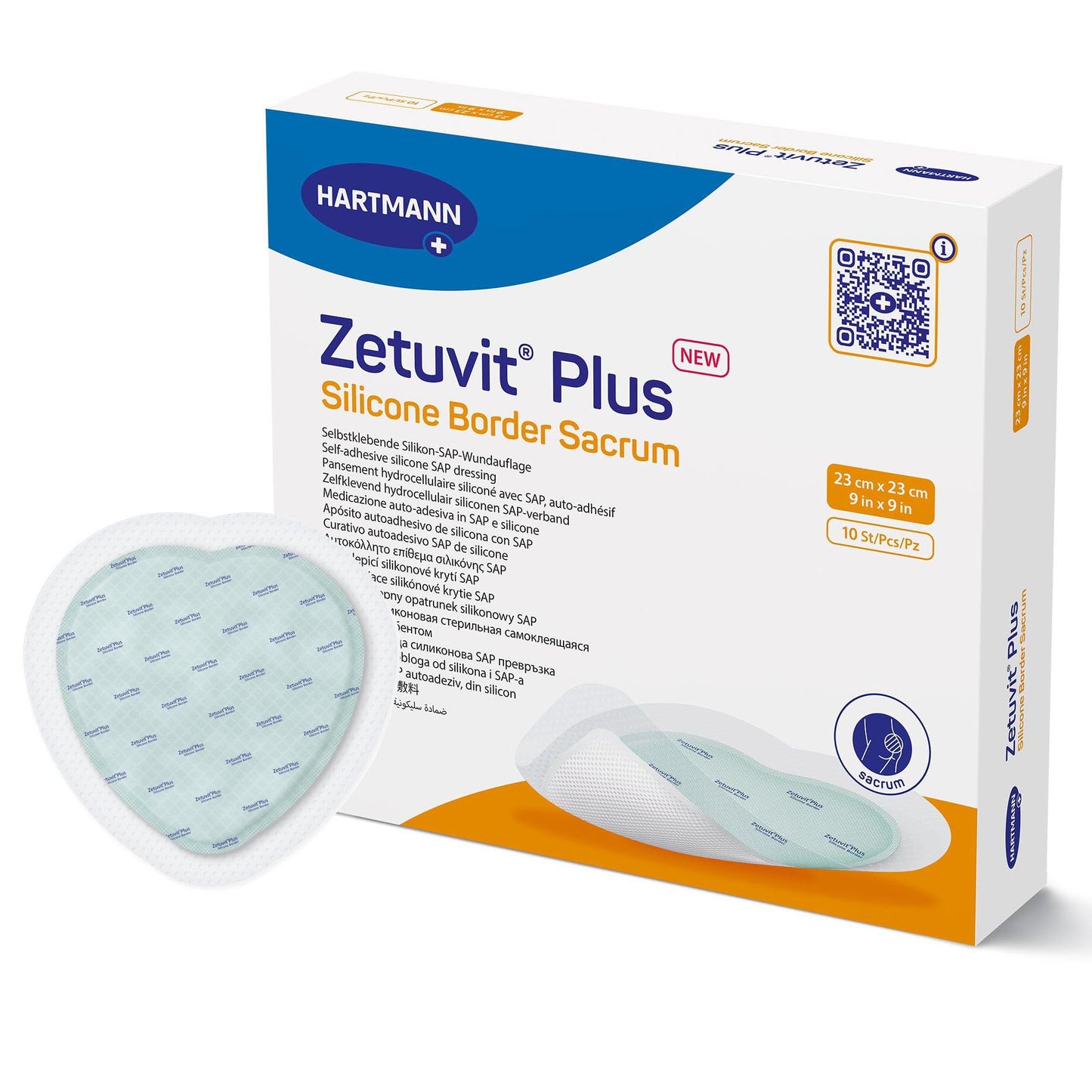 Super Absorbent Dressing Zetuvit Plus Silicone Border Silicone Adhesive 9 X 9 Inch Sacral, Packaging Type- Each