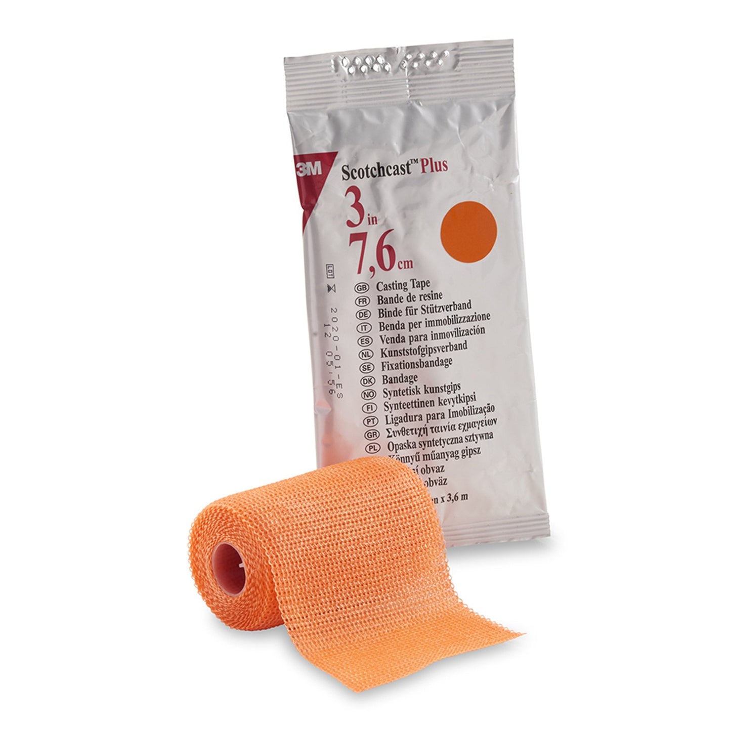 Cast Tape 3M™ Scotchcast™ Plus 3 Inch X 12 Foot Fiberglass / Resin Bright Orange, Packaging Type- Each