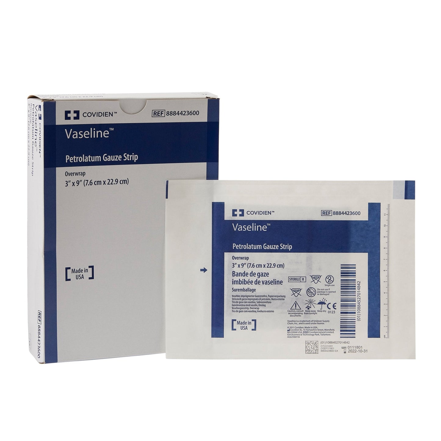 Petrolatum Impregnated Dressing Vaseline Rectangle 3 X 9 Inch Sterile, Packaging Type- Each