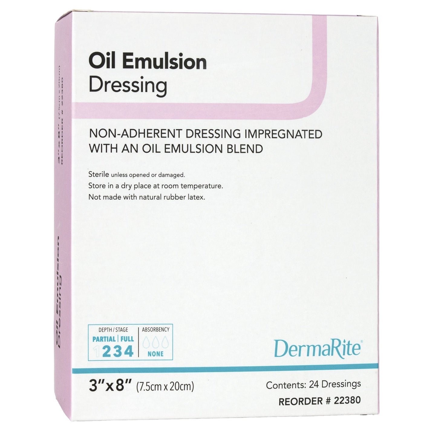 Oil Emulsion Impregnated Dressing DermaRite Rectangle 3 X 8 Inch Sterile, Packaging Type- Each