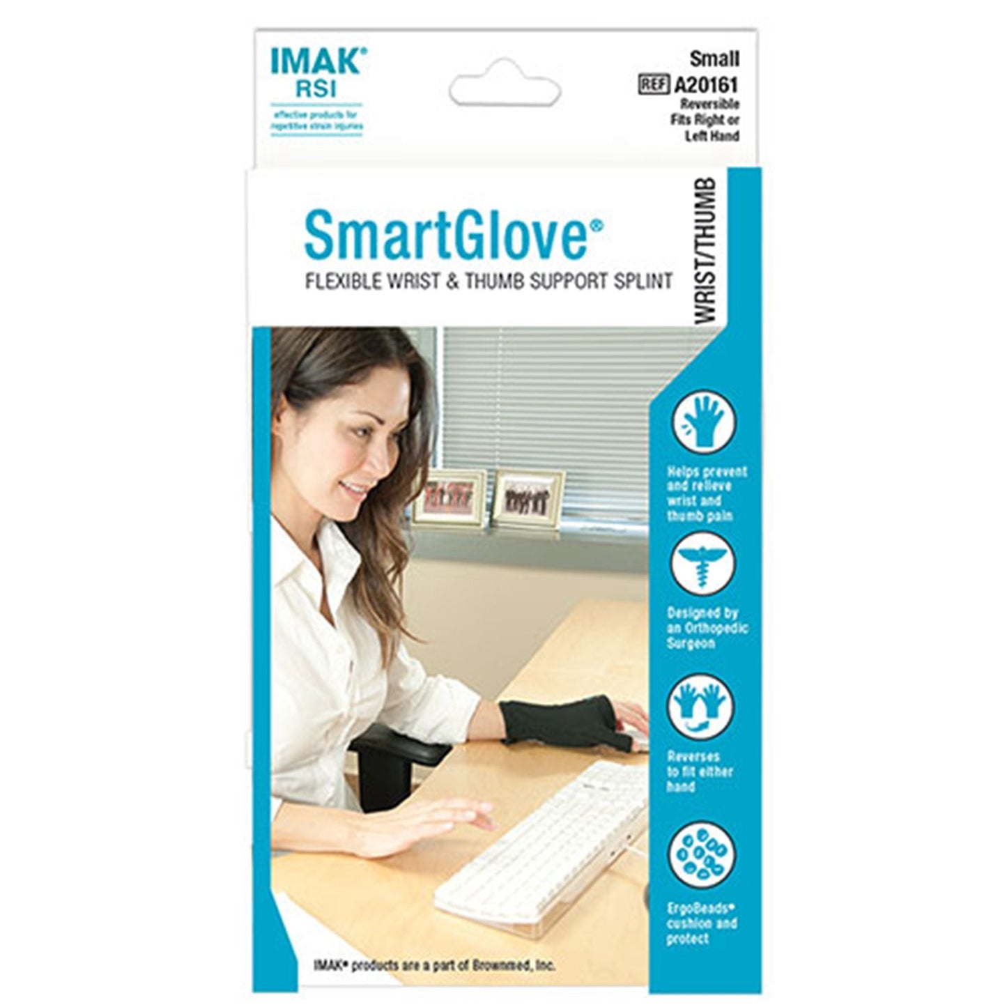 Support Gloves with Thumb Extension IMAK RSI SmartGlove Fingerless Small Over-the-Wrist Length Ambidextrous Cotton / Lycra