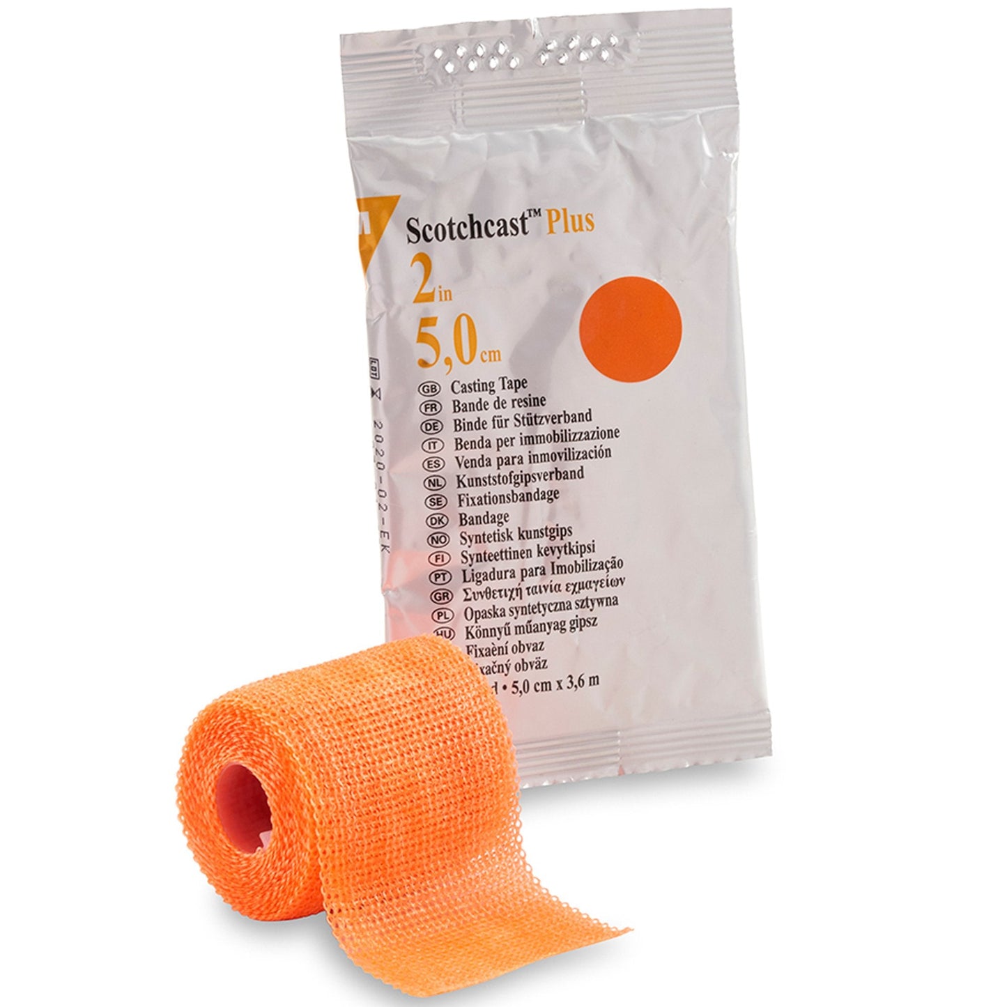 Cast Tape 3M™ Scotchcast™ Plus 2 Inch X 12 Foot Fiberglass / Resin Bright Orange, Packaging Type- Each